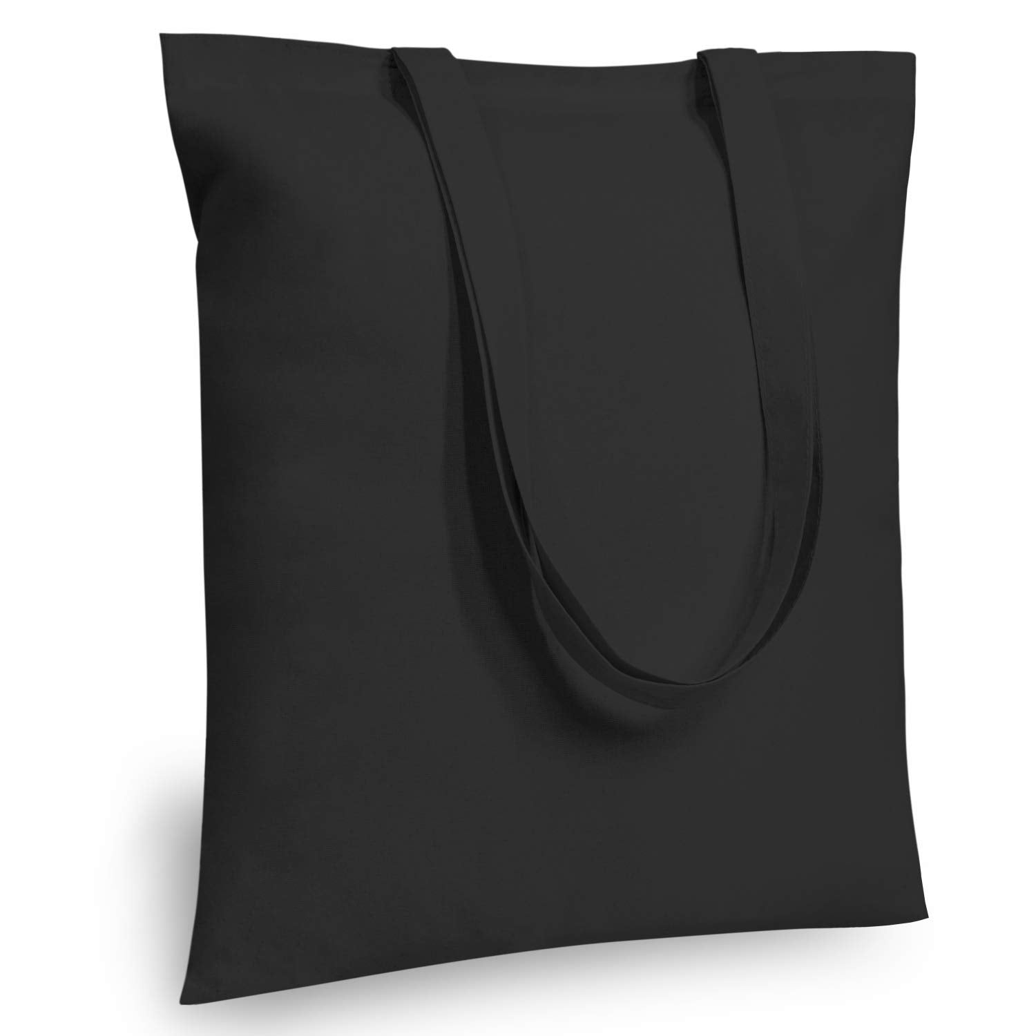 Topdesign 12-Pack Economical 16''X15'' Black Cotton Tote Bag, Lightweight Medium Reusable Grocery Shopping Cloth Bags, Suitable