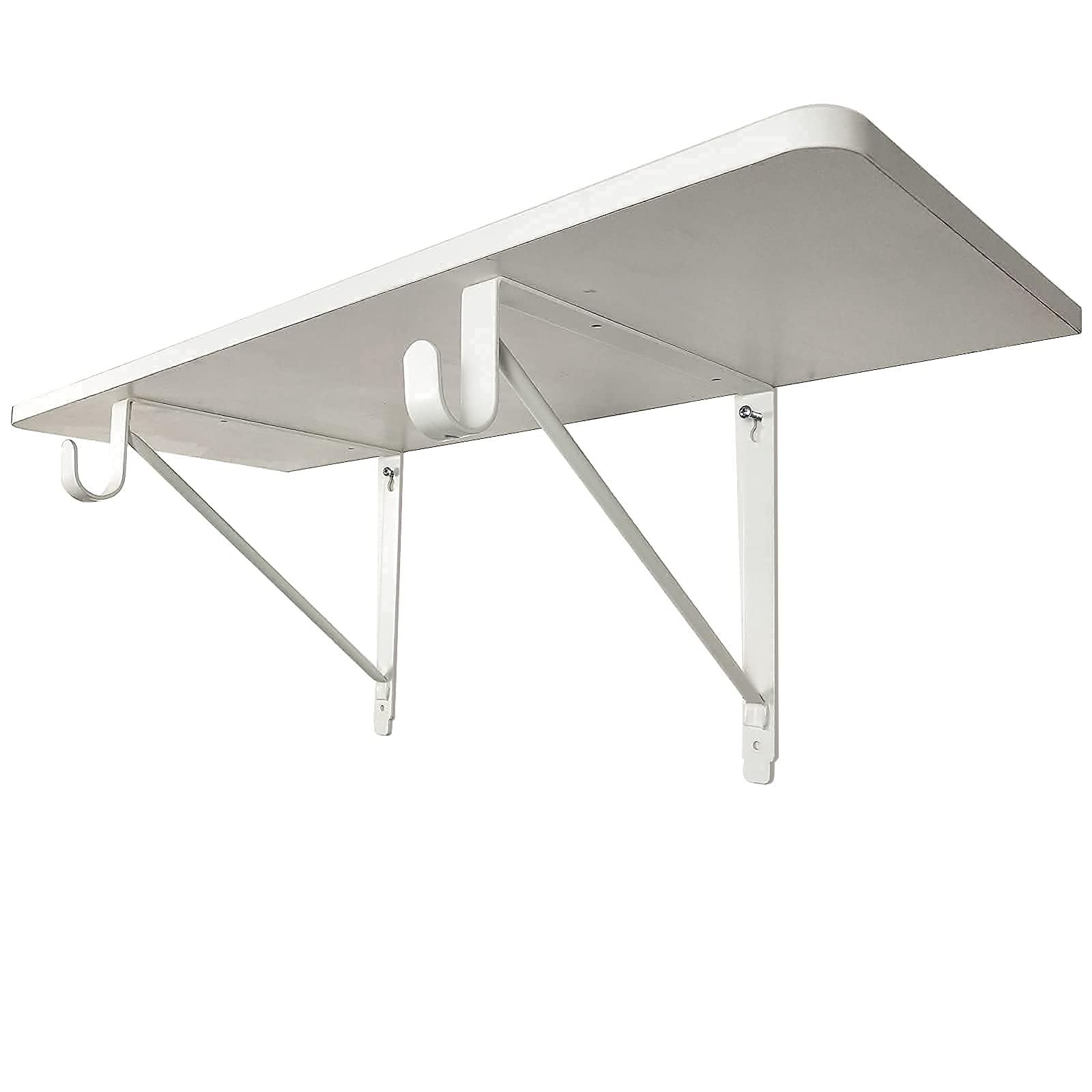 2 Pack Heavy Duty Closet Shelf And Rod Brackets,Shelf Brackets Clothes,Closet Shelves Bracket With Rod Shelving Support,With Scr