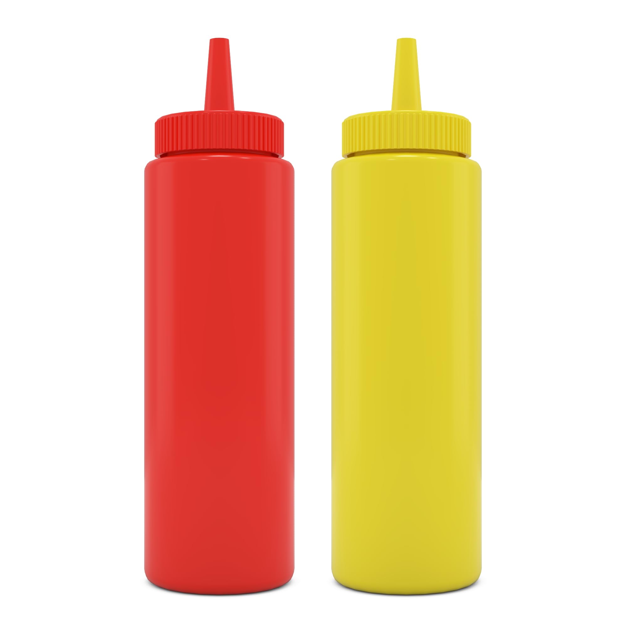 Brightfrom Condiment Squeeze Bottles, Red/Yellow 8 Oz Empty Squirt Bottle With Wide Neck - Great For Ketchup, Mustard, Syrup, Sa