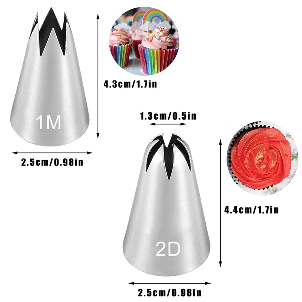 Large Icing Piping Tips Set For Cake Decorating,6 Decorating Tips Stainless Steel Pastry Tips,Flower Frosting Tips Nozzles,#1M 2