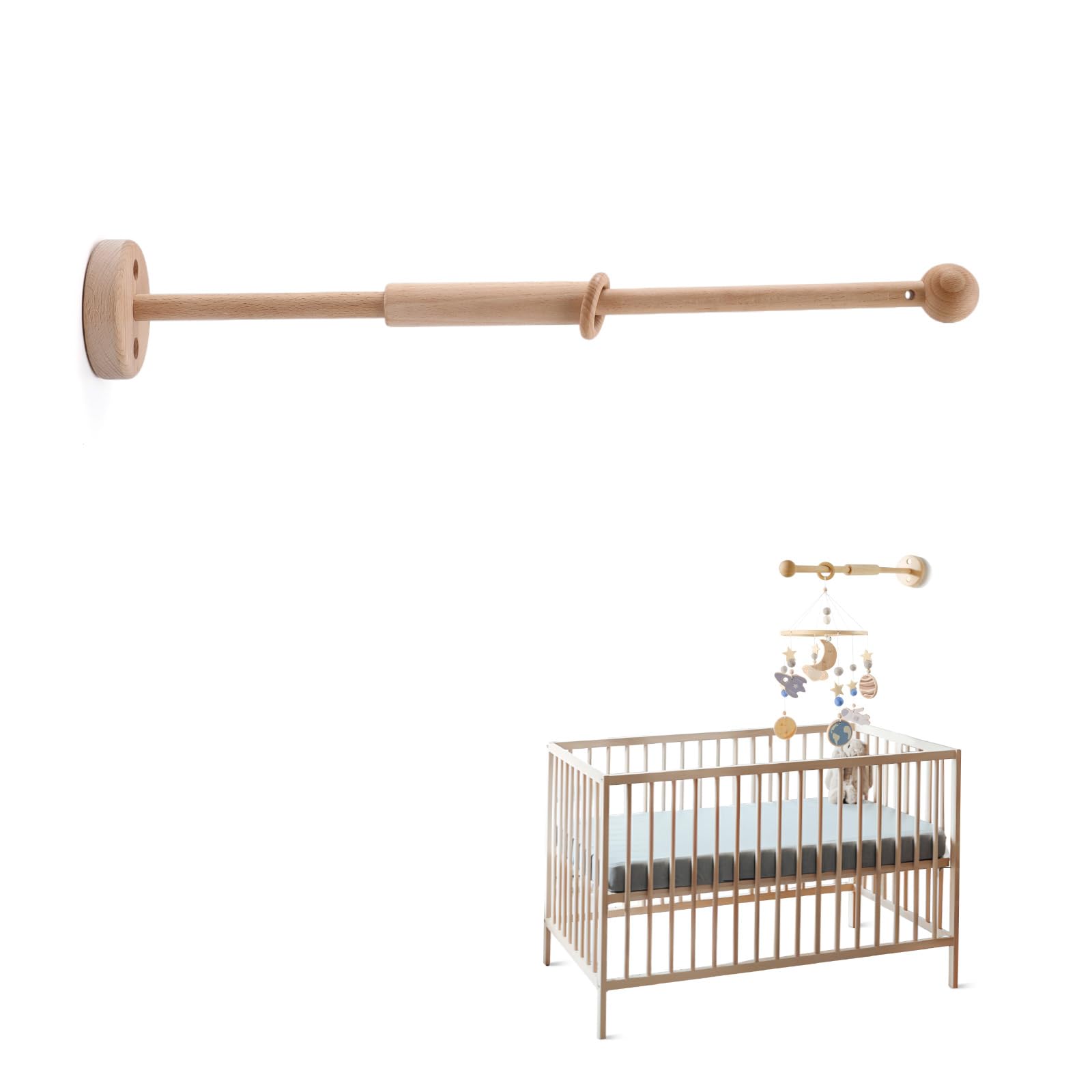 Wooden Crib Mobile Arm  Baby Mobile Hanger  Wooden Mount Wall Holder  Nursery Decor for Sturdy Mobile for Newborn Boys and Girls