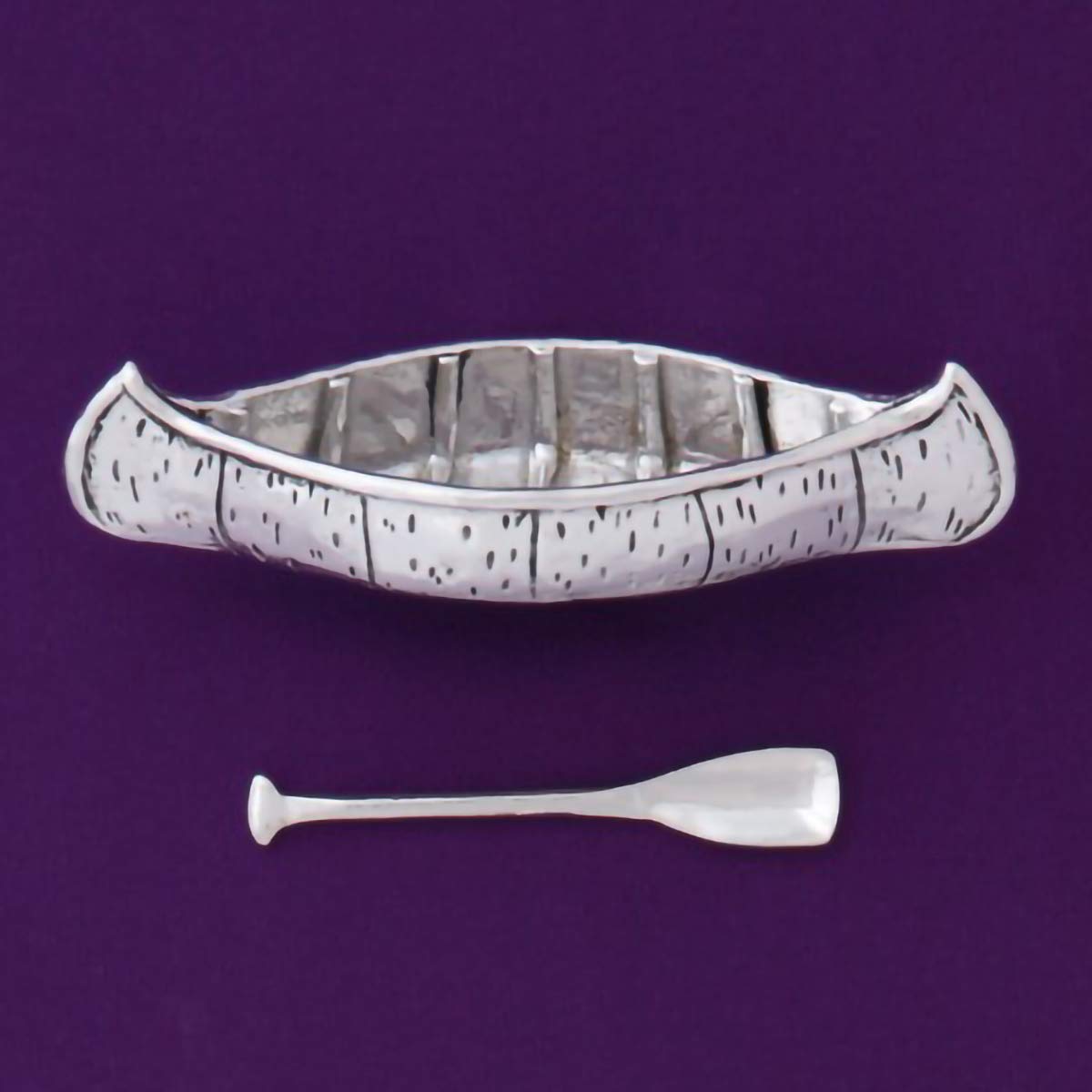 Basic Spirit Salt Bowl With Spoon - Canoe - Pewter Cellar Container Box For Salt, Spices, Snacks, Rice, Side Dishes, Or Ice Crea