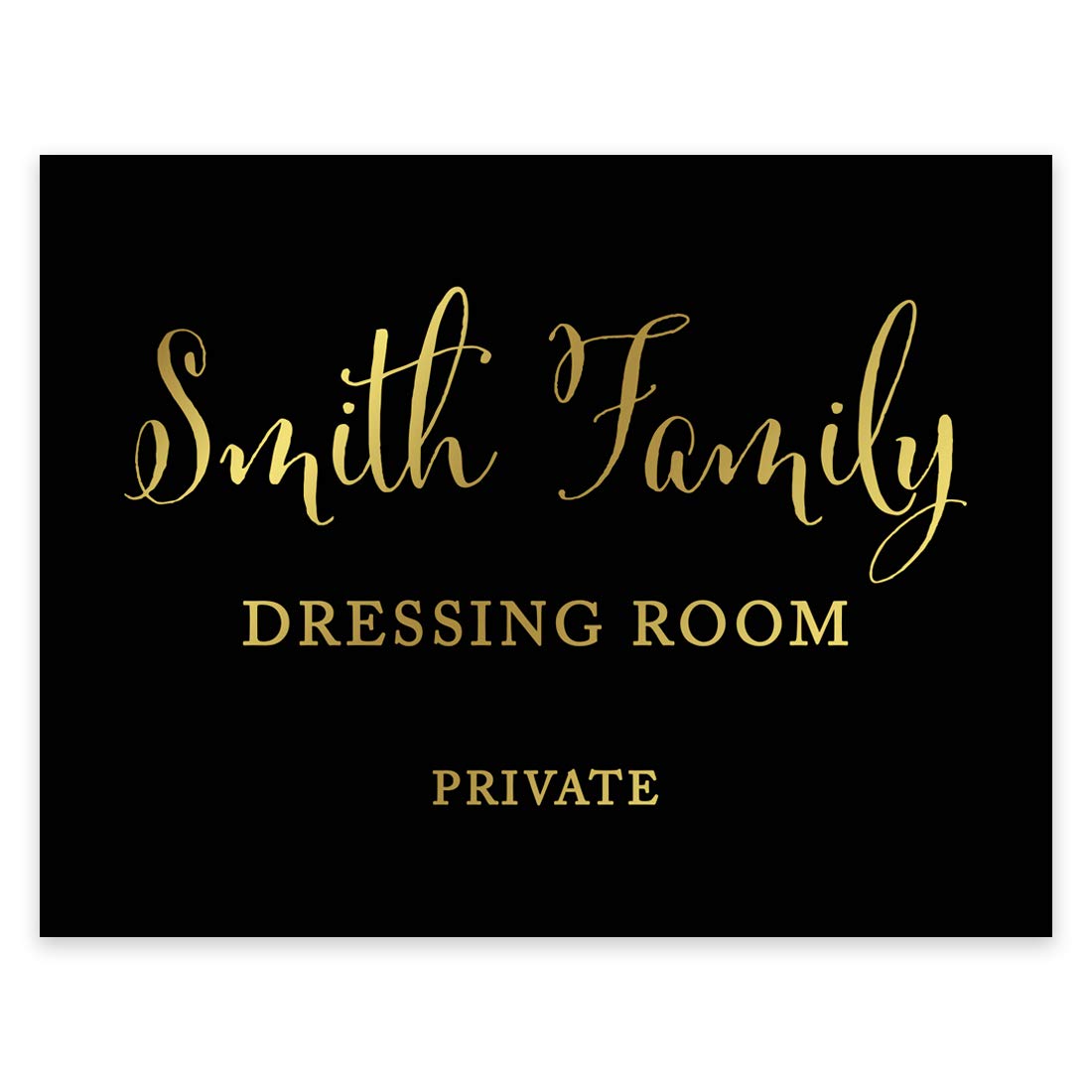 Andaz Press Personalized Wedding Party Signs, Black And Metallic Gold Ink, 8.5X11-Inch Wall Art, Poster, Gift, Smith Family Dres