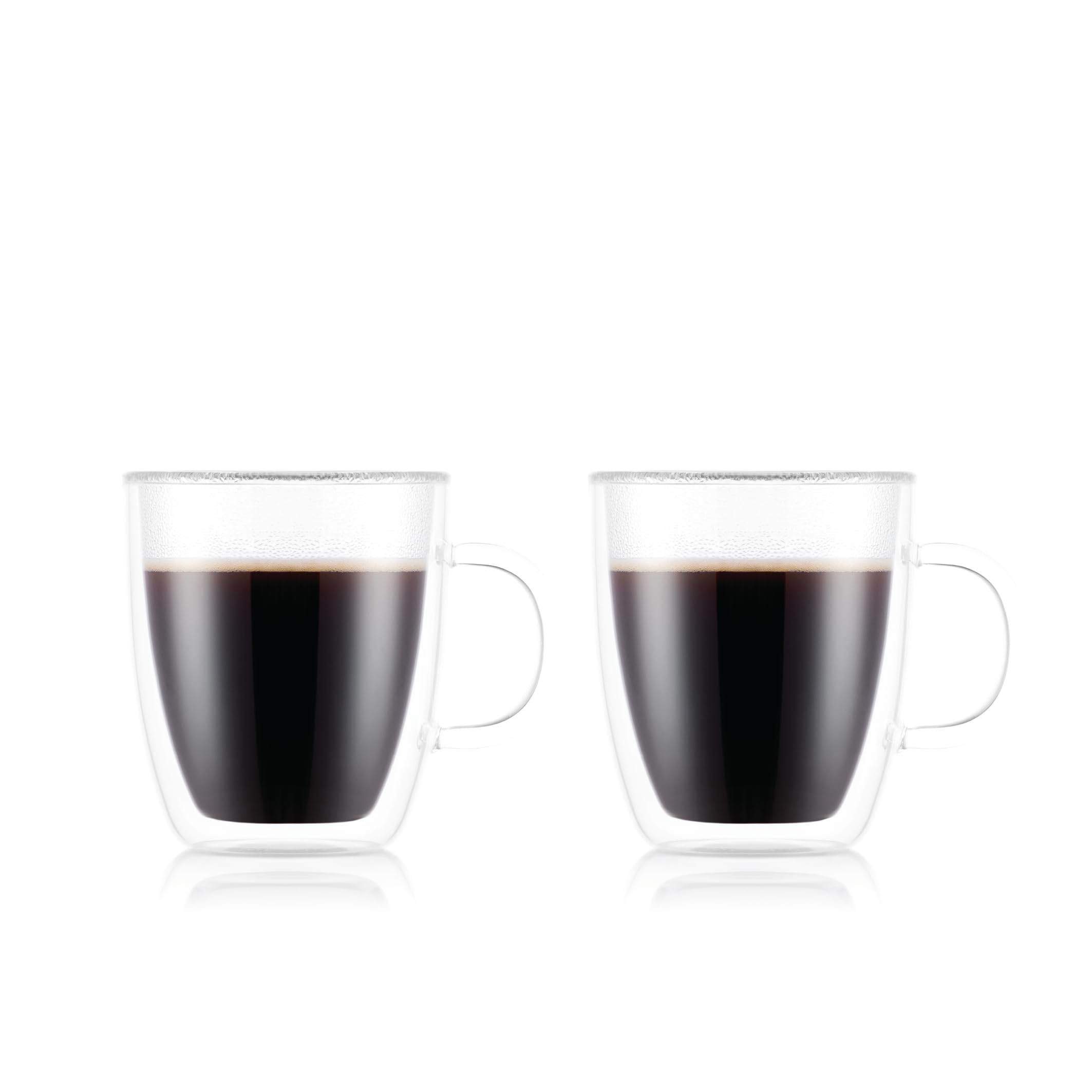 Bodum Bistro 2 Piece Double Wall 0.45 L 15 Oz Jumbo Glass Mug, Clear, 2 Count (Pack Of 1)