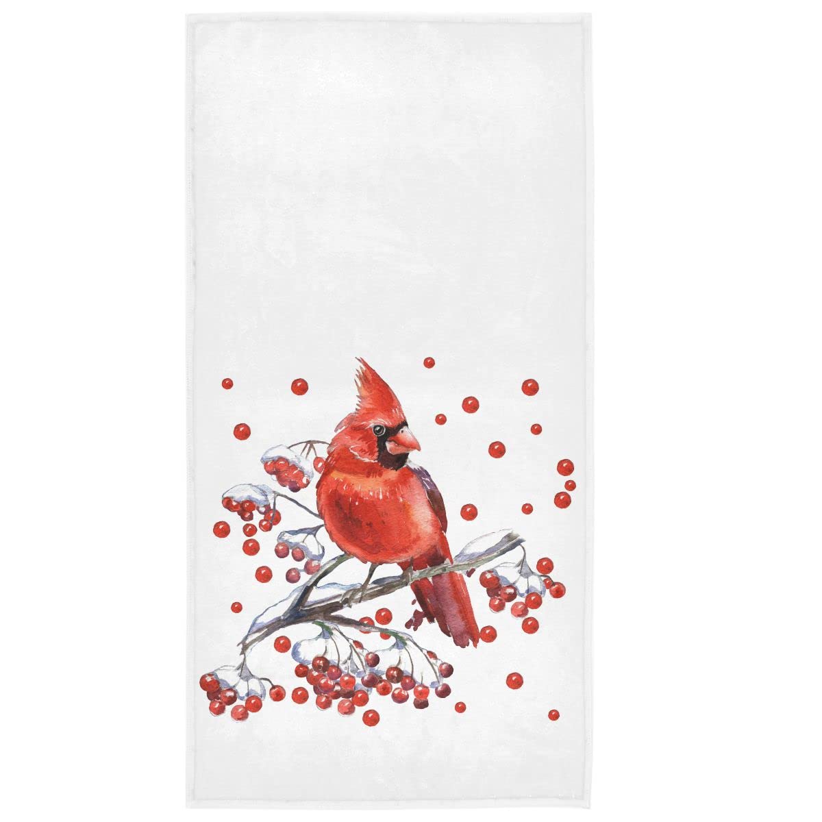 Winter Red Cardinal Birds Hand Bath Towel Merry Christmas Tree Kitchen Bathroom Faucet Towel Xmas Snow Snowflake Fingertip Towel