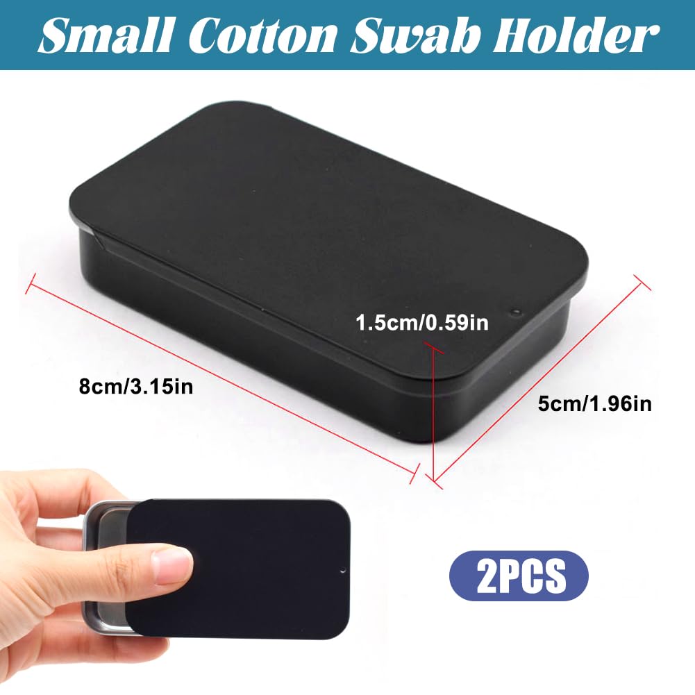 Swirlcolor Cotton Swab Holder For Travel, 2 Pcs Portable Small Cotton Bud Holder Empty Metal Box Containers With Slide Top For C