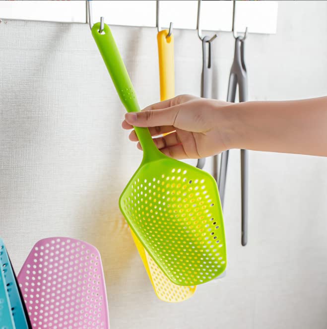 Kitchen Nylon Strainer Scoop Colander, Skimmer Spoon With Long Handle, Drain Shovel Strainers, Water Leaking Shovels Ice Shovel