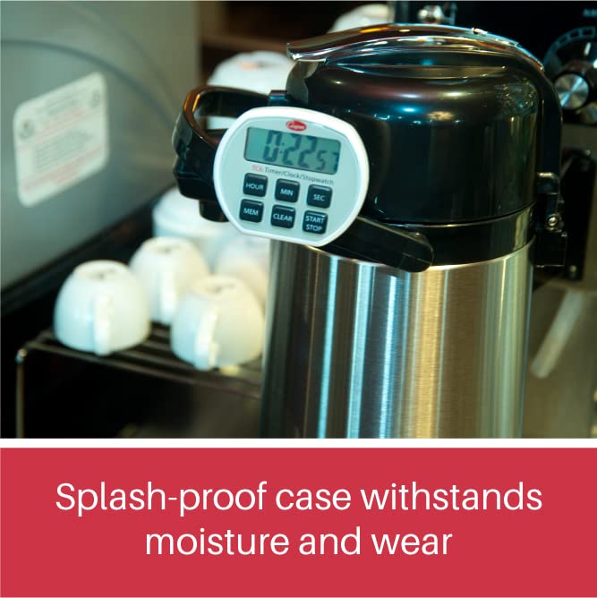 Cooper-Atkins Digital Timer / Clock / Stopwatch With Splashproof Case, 24 Hours Unit Range, Silver, 2.75'' X 2.375'' X .75''
