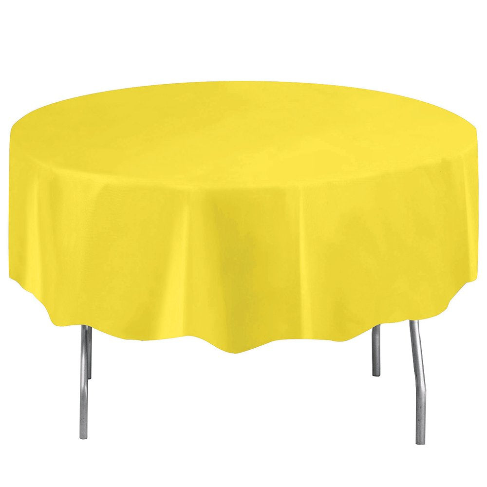 Neon Yellow Plastic Round Table Cover (84'') Pack Of 1 - Eye-Catching Design, Perfect For Parties, Indoor/Outdoor Events, & Cele