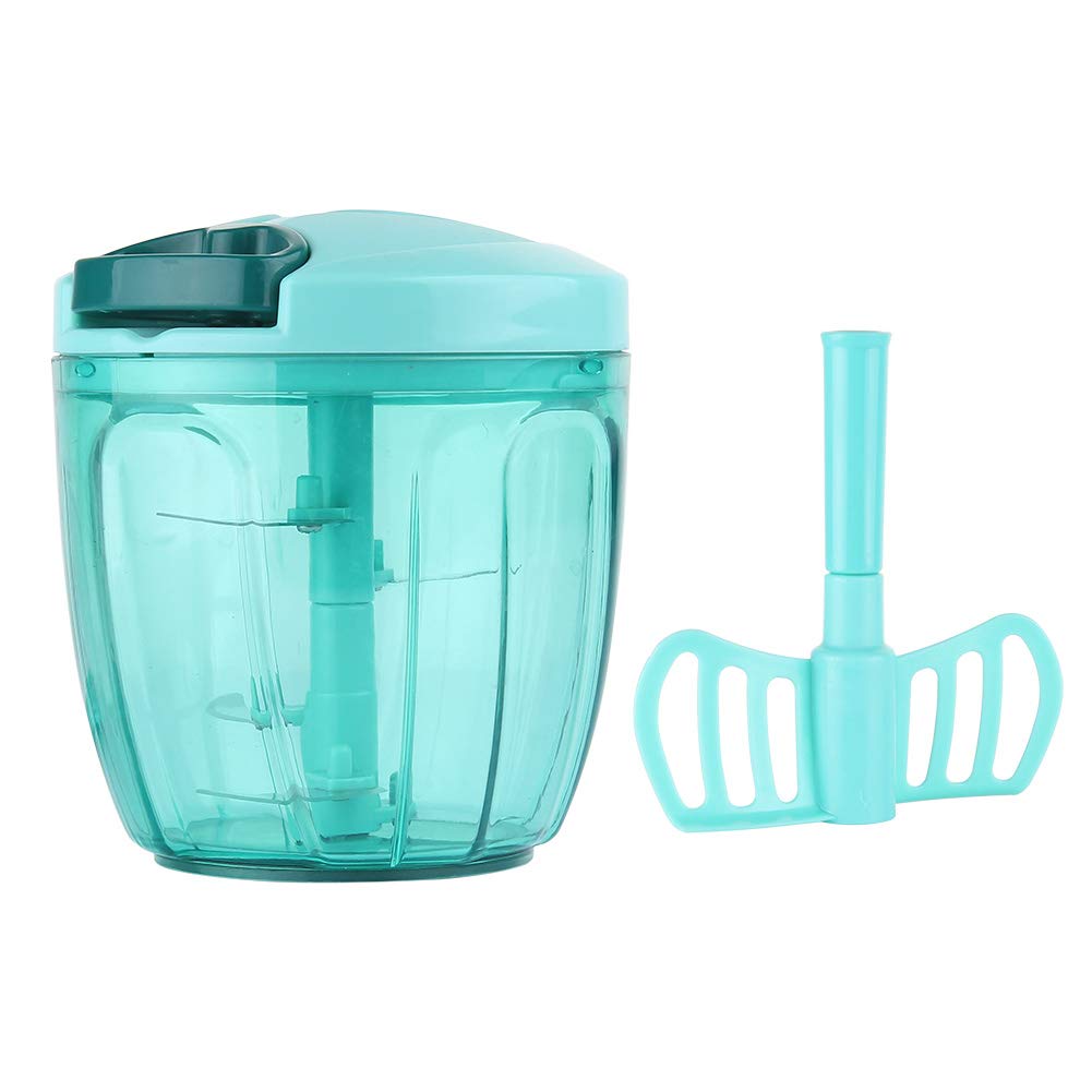 Ourokhome Manual Chopper Food Processor - Vegetable Masher For Onion, Garlic, Parsley With 5 Blades (Teal, 900Ml)