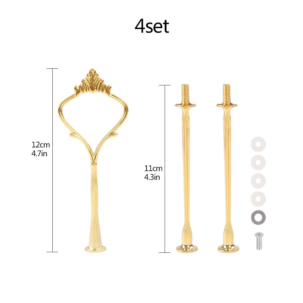 Gukasxi 4 Sets Of 3 Tier Cake Plate Stand Handle Hardware, 2 Styles Golden Tiered Fruit Cake Plate Handle Cake Cupcake Dessert S