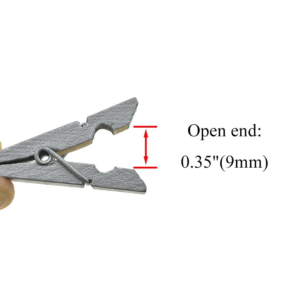 HAHIYO Silver Wooden Clothes Pins Clothespins Small Do NOT Fall Apart 1.38 inches Length 50 Pack Sturdy Strong Springs No Rust No Discoloration for Laundry Bathroom DIY Craft Photos Food Opened Bags