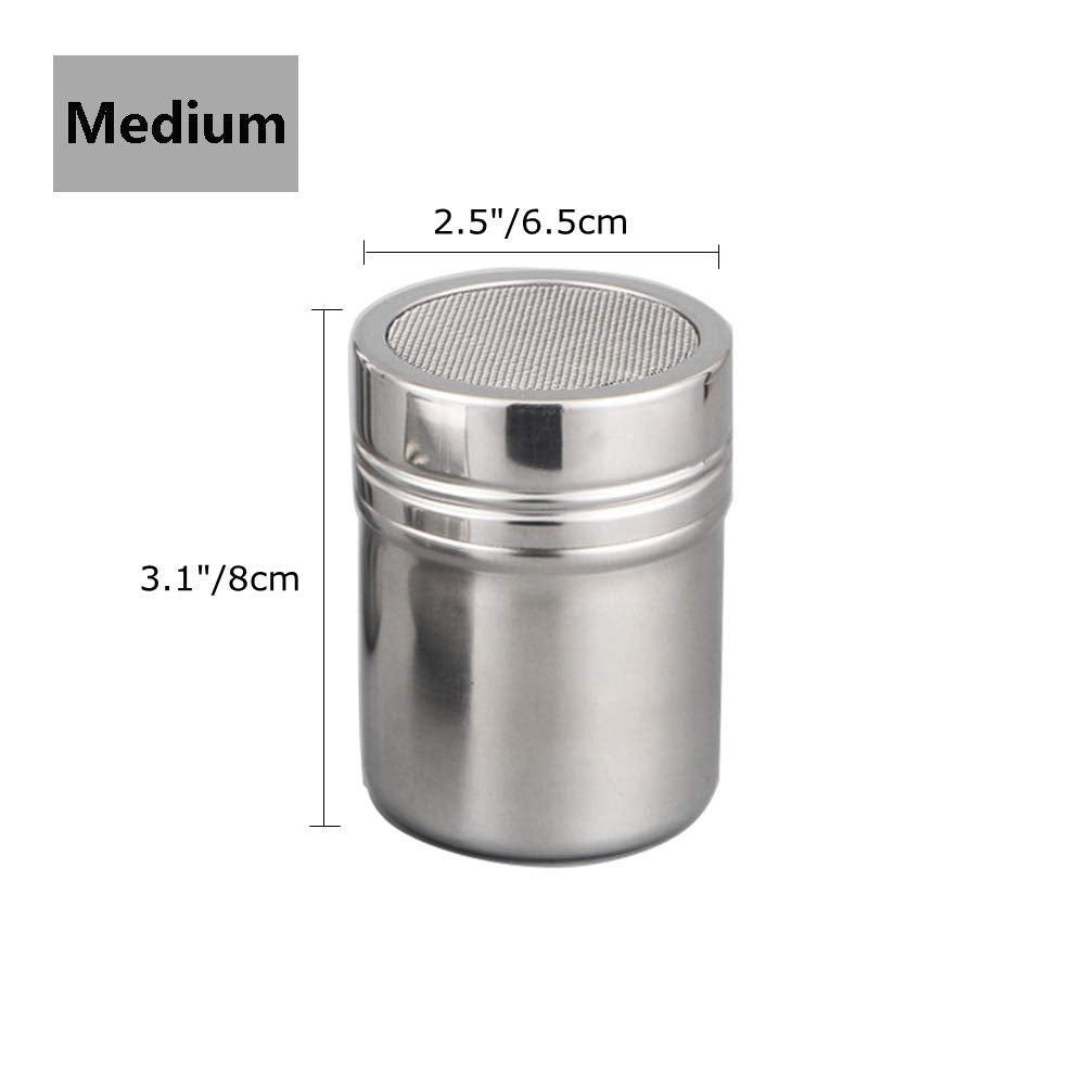 Powder Shaker With Lid,Stainless Steel Fine Mesh Shaker, For Sifter Cocoa,Cinnamon Powder,Icing Sugar,Chocolate Coffee (6 Pcs Me