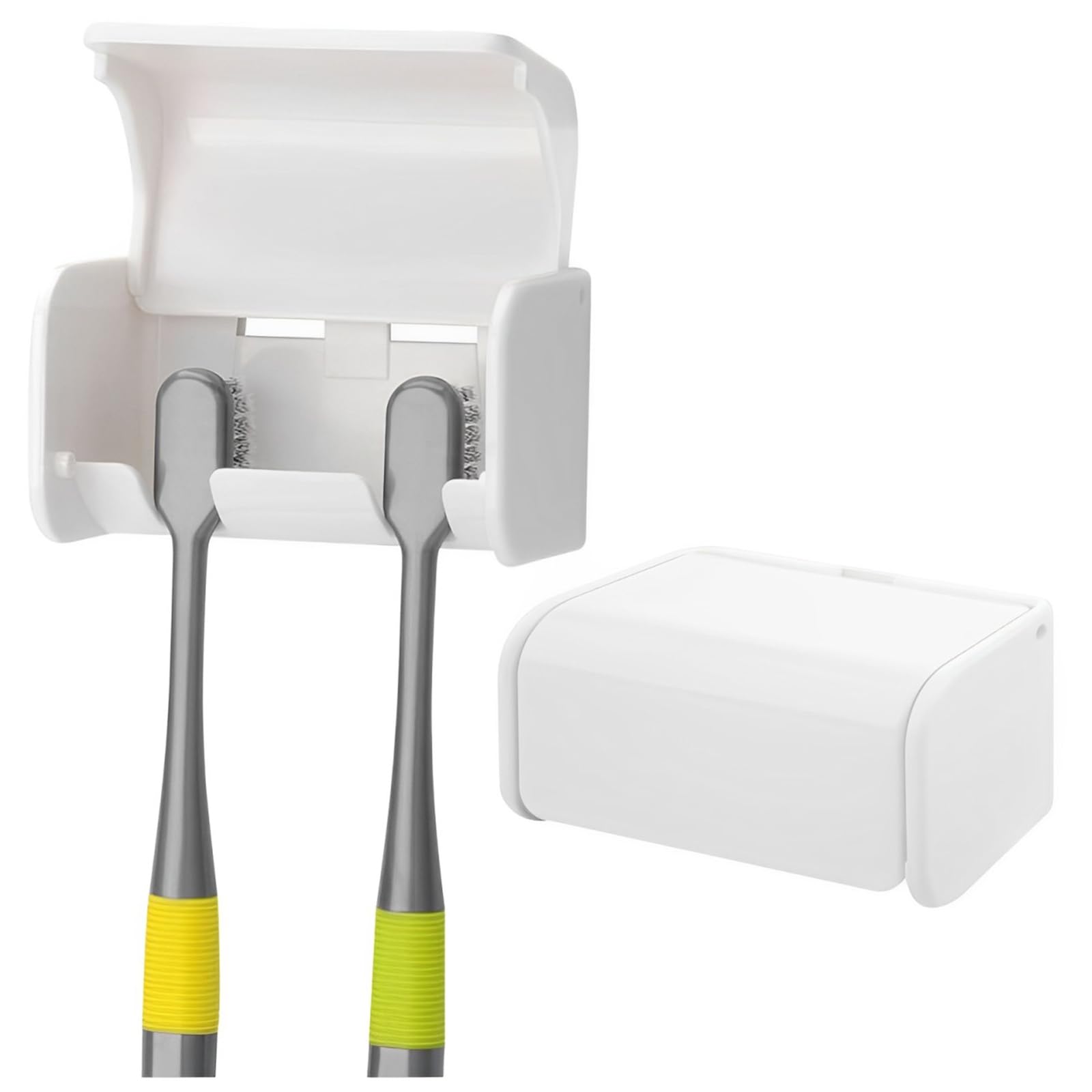 Self Adhesive Toothbrush Holder - Wall Mounted Toothbrush Holder With Cover, Suitable For Dormitory Bathrooms And Shower Rooms,