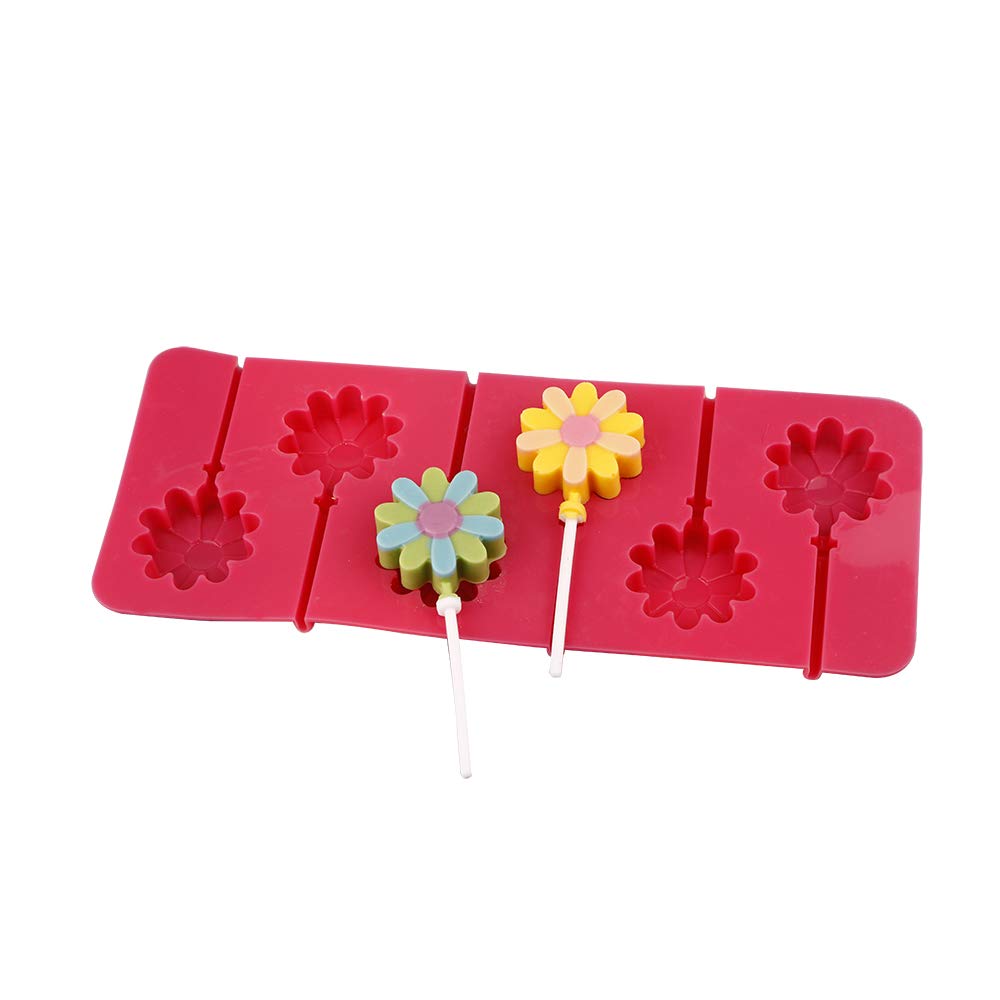 Webake Silicone Lollipop Mold With Sticks 2 Pack Hard Candy Lollipop Sucker Mold Chocolate Molds Flower Shaped (European Food Gr