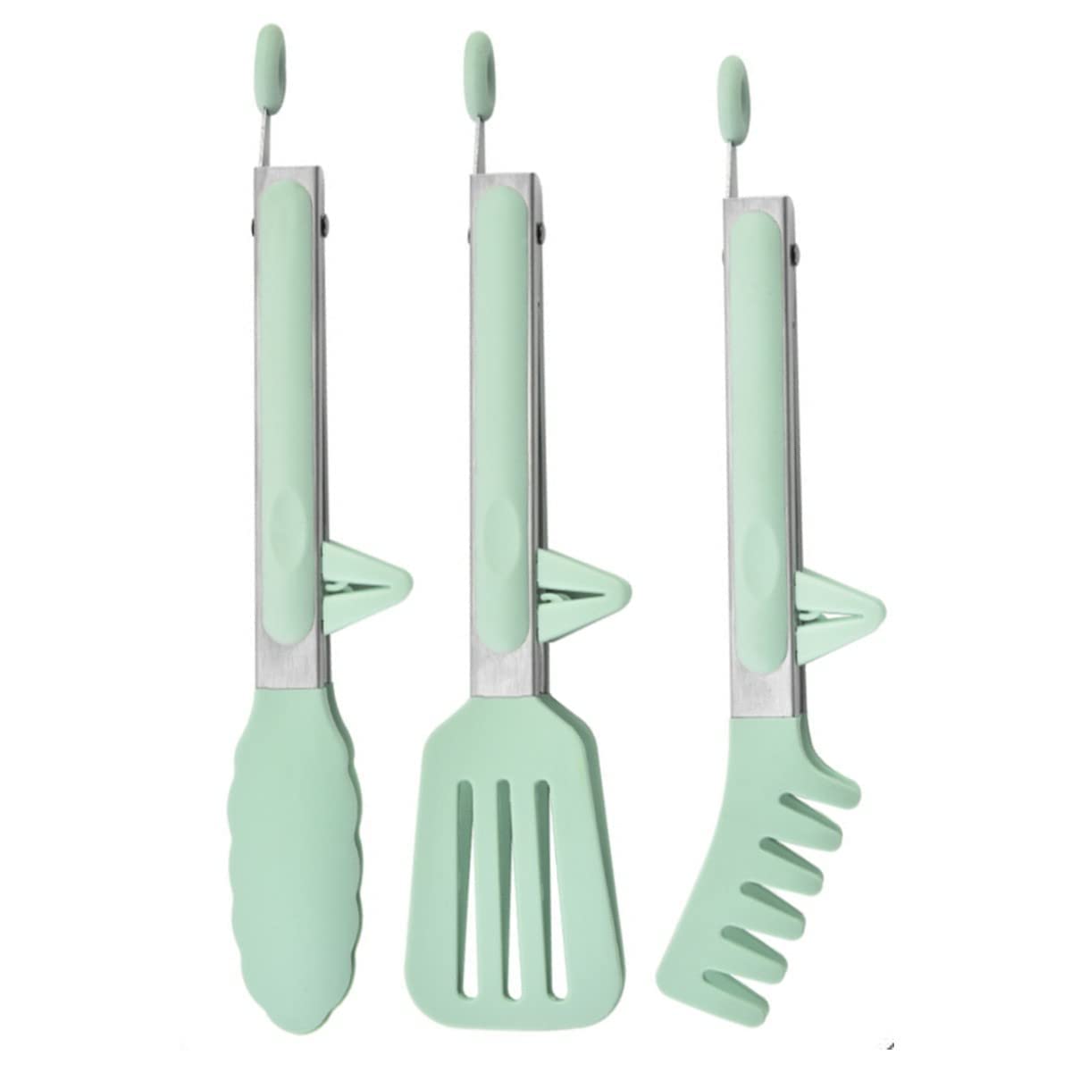 Kitchease NonStick Silicone Stainless Steel Locking Tongs For Kitchen Use | Barbeque Cooking And Serving Noodles, Spaghetti, Fr