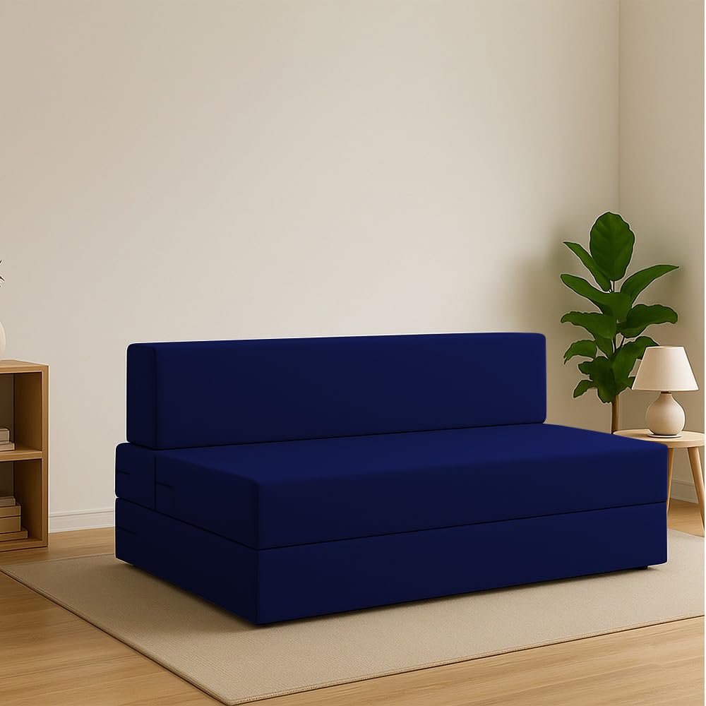 Adorn India Easy Decent 4 Seater Sofa Cum Bed 6X6 (Blue)