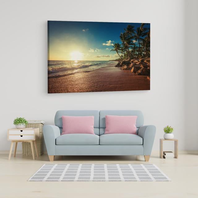 TRUECANVAS Sunrise Tropical Island Beach, Wooden Framed Canvas Paintings for Home Decor | Bedroom, Living Room,Wall Decoration |