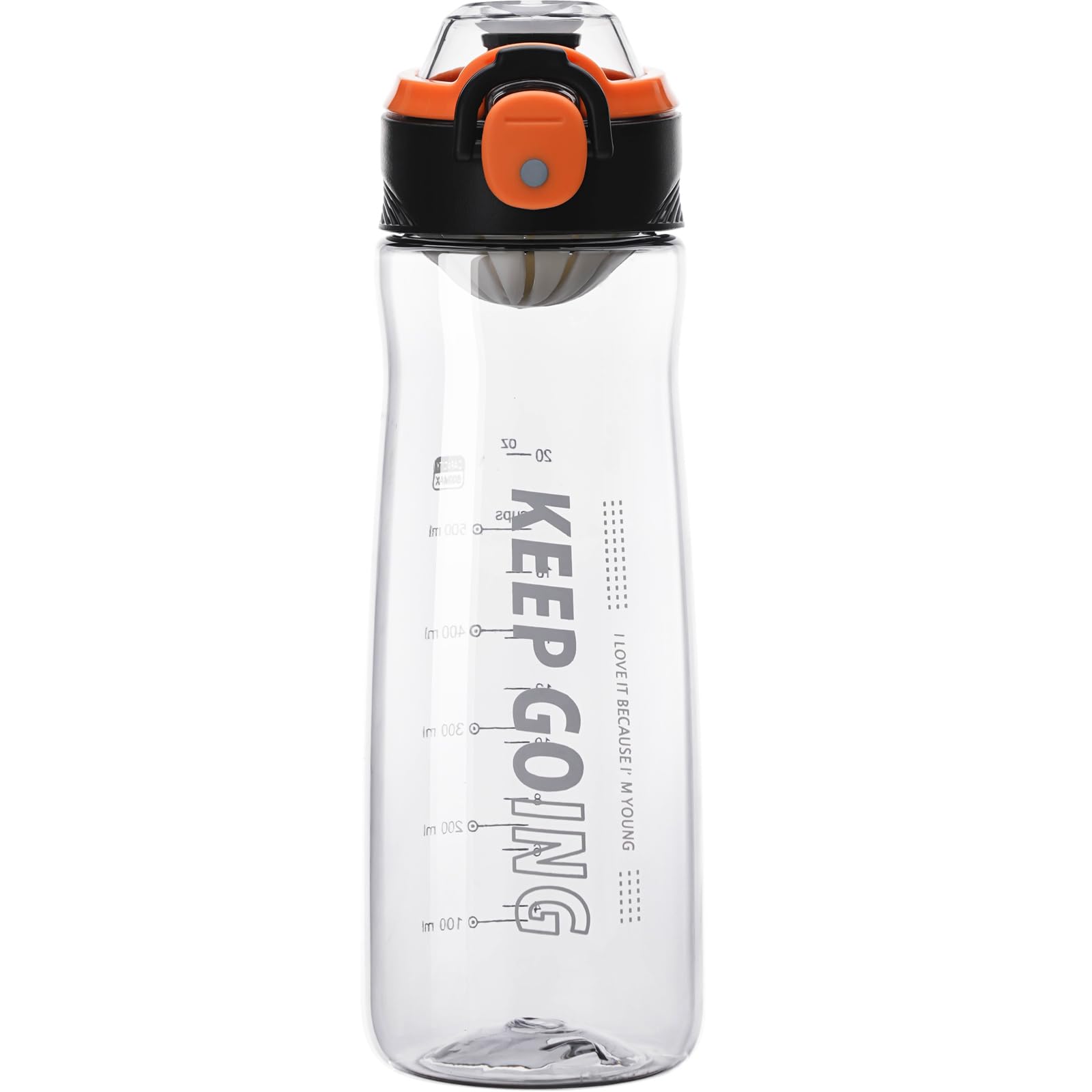 Doseno Clear Water Bottle, 27 oz Reusable Plastic Sports Bottle, Black