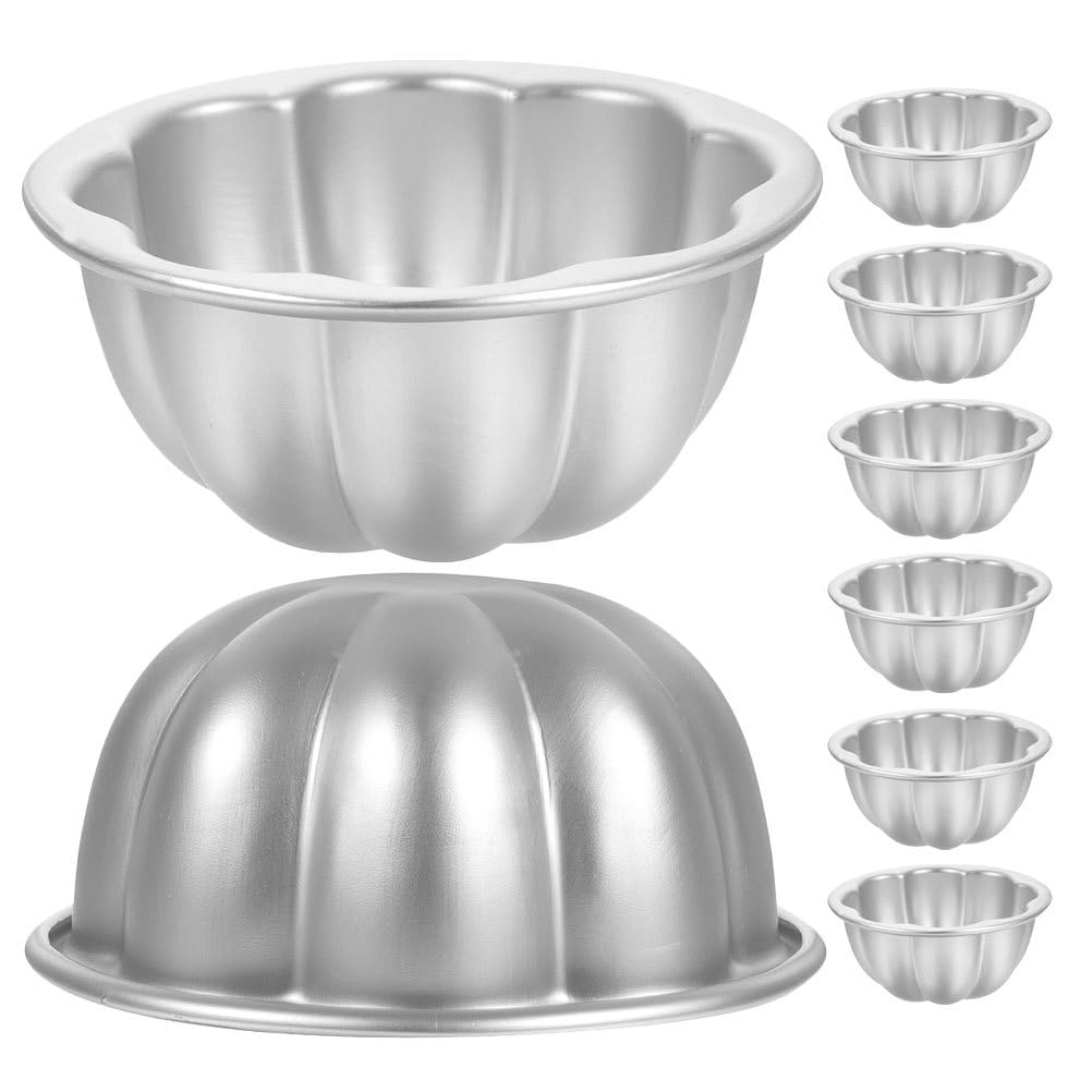 NUOBESTY 8pcs Aluminum Alloy Flan Mold Nonstick Egg Tart Tartlet Pudding Molds  Flower Shape Baking Cups For Muffins Pastries 