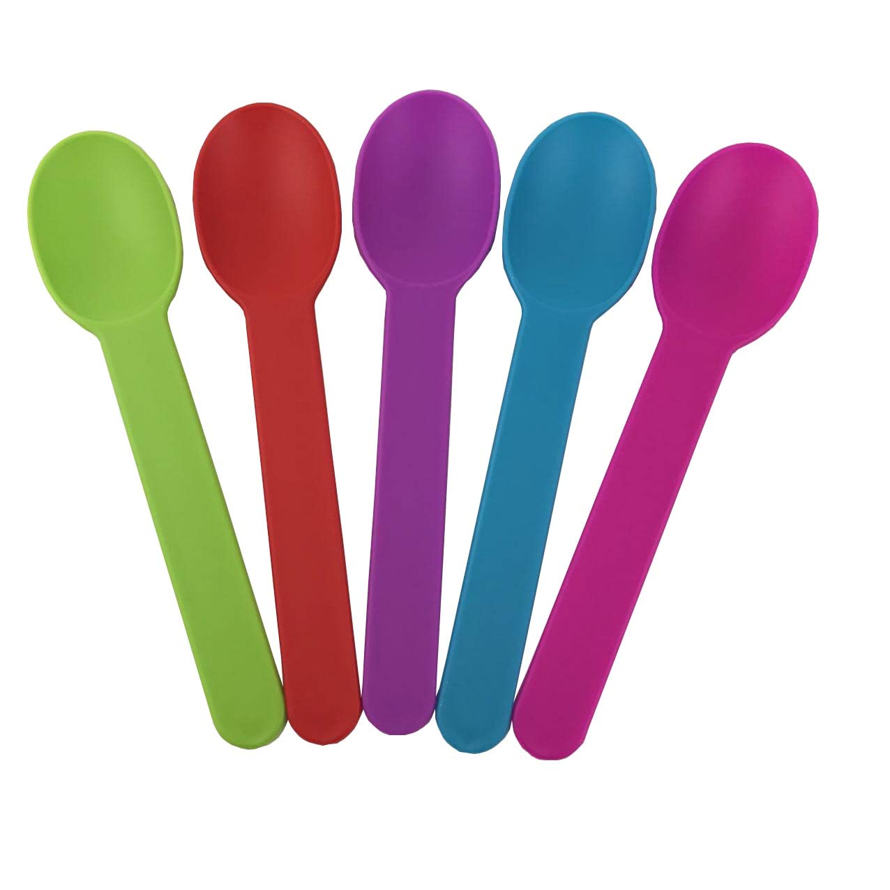 Mmvolesy Disposable Mixed Color Assorted Heavy Widehandle Plastic Spoons Frozen Yogurt Spoon,Ice Cream Spoons,Frozen Dessert Spo
