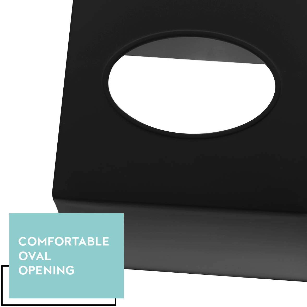 Black Tissue Box Cover Square - Plastic Facial Tissue Box Holder - Decorative Cube Tissue Holder Vessel Dispenser Fits Any Vanit