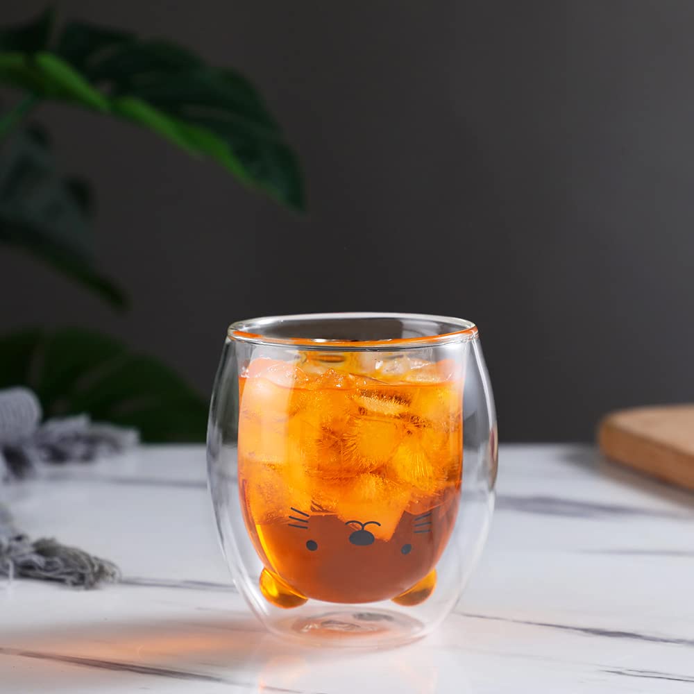 Binoster Bear Cute Mugs Kawaii Double Wall Glass Coffee Tea Mill Yogurt Cup Funny Novelty Gift for Women Her Friends Office Birt