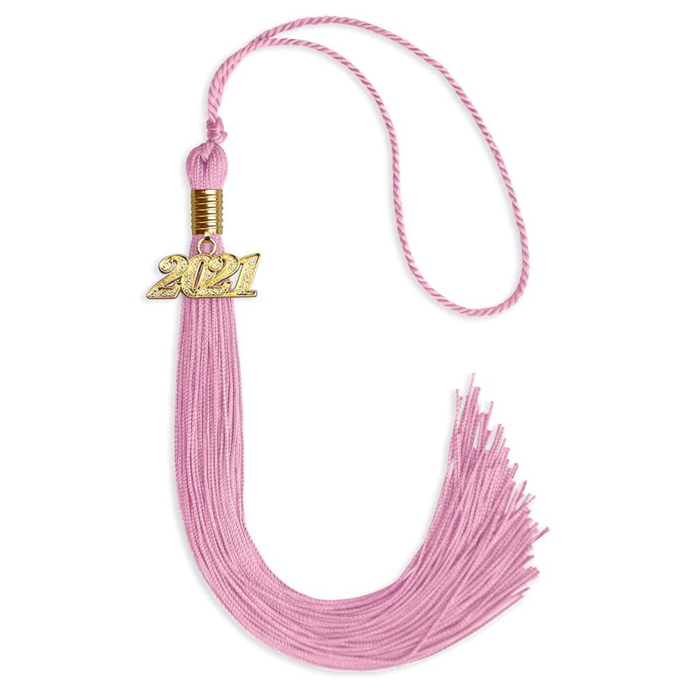 Endea Graduation Single Color Tassel with Gold Date Drop (Pink, 2021)