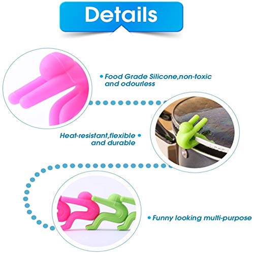 zswell Spill Stopper 4 Pack Silicone Lid Covers - Green and Pink, Large, Kitchen Cooking Tools