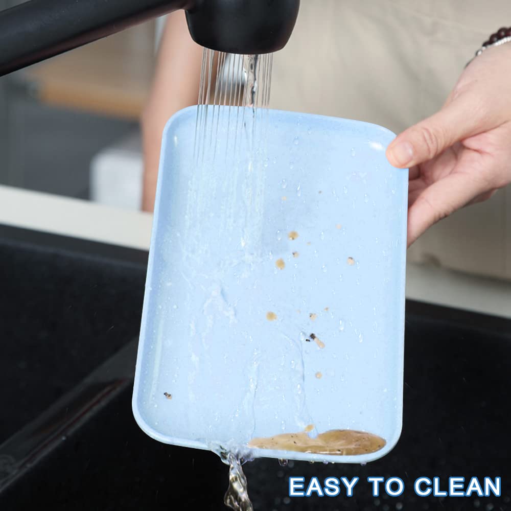 Roucerlin 4 Pack Unbreakable Wheat Straw Plates, Durable Lightweight Cake Plate, Small Reusable Snack Plate For Fruits, Pasta, S