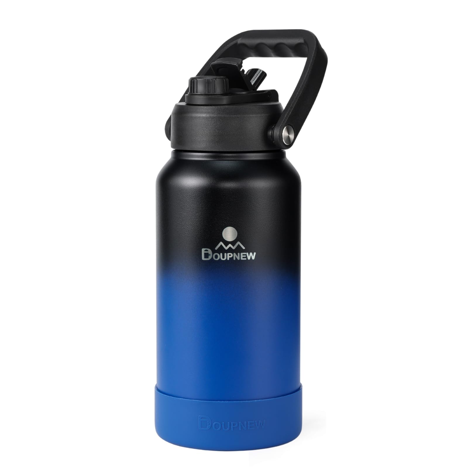 Doupnew 64oz Water Bottle,Half Gallon Stainless Steel Insulated Bottle with Leak Proof DualMode Lid,Straw & Chug Drinking,Large