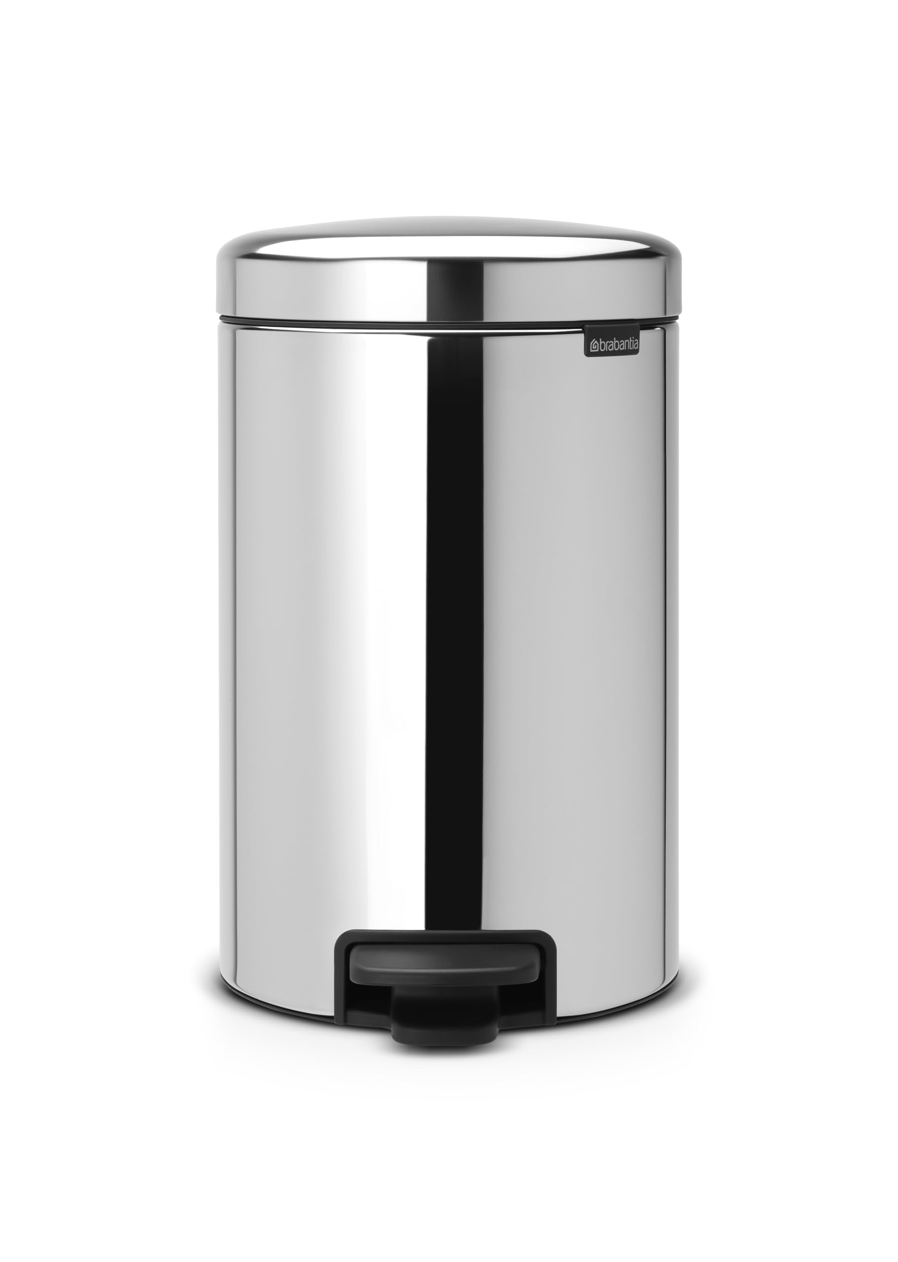 Brabantia NewIcon Step-On Soft Closing Kitchen Garbage/Recycling Can with Removable Bucket, 3.2 Gal, Brilliant Steel