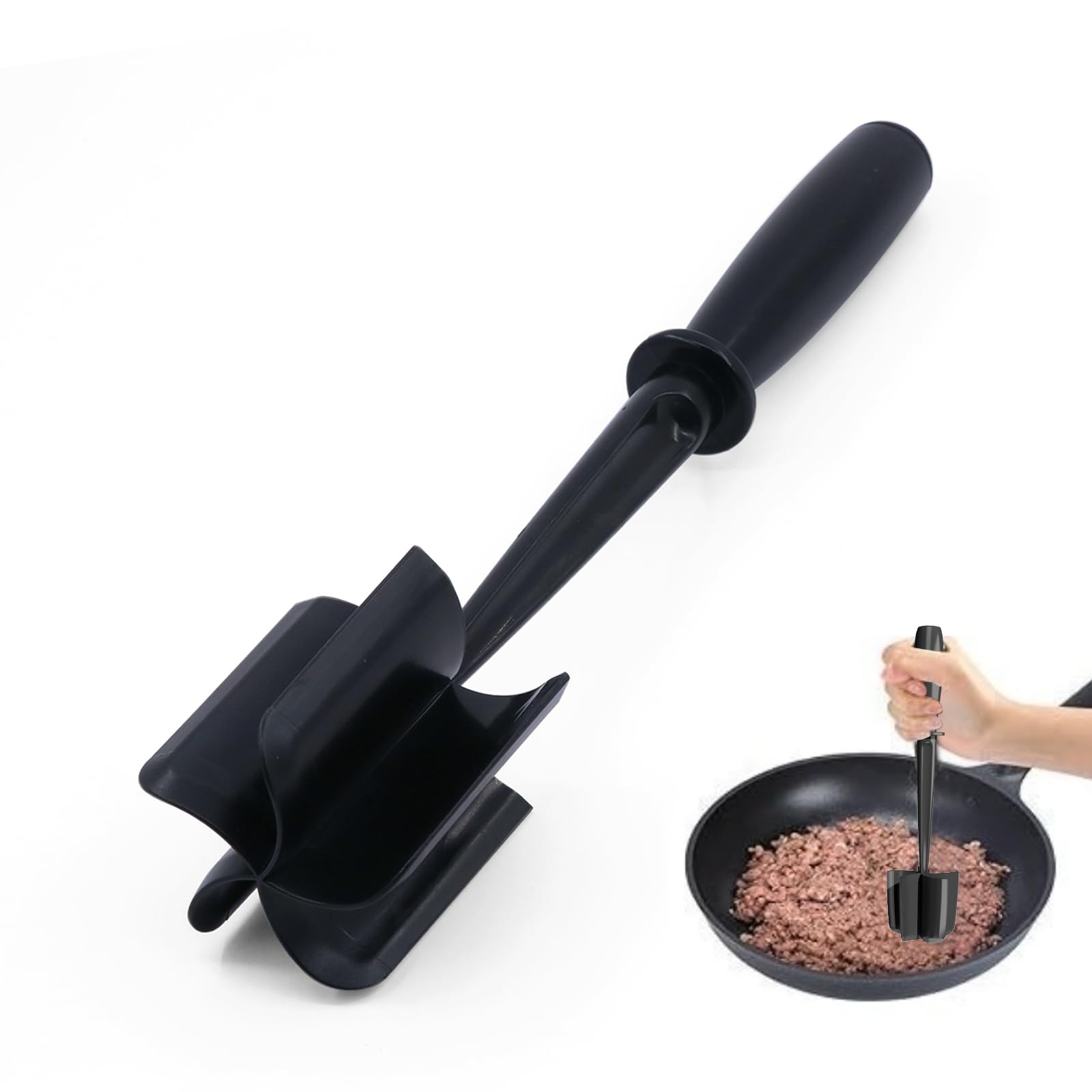 Meat Chopper, 5 Curve Blades Ground Beef Smasher, Heat Resistant Hamburger Smasher Tool, Nylon Potato Masher Utensil, Ground Mea