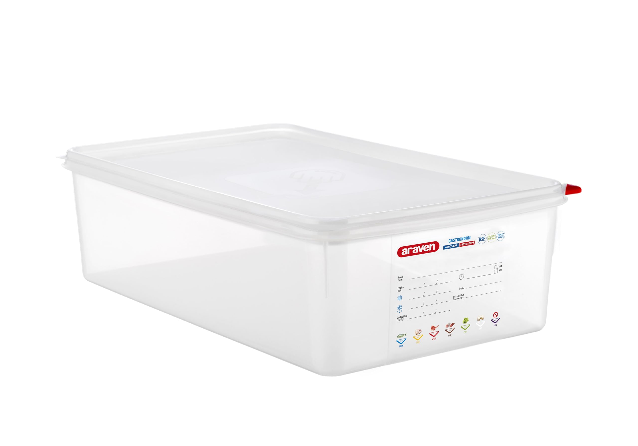 Araven Airtight Container, Food Pan with Lid for Storage in Kitchen and Restaurant, 22.2 Qt, 1 Count, Clear