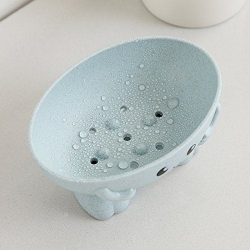 Aeggplant Eco-Friendly Plant Fibres Soap Dish, Lovely Kids Soap Holder, Drain Soap Dish For Bathroom Kitchen (Green)