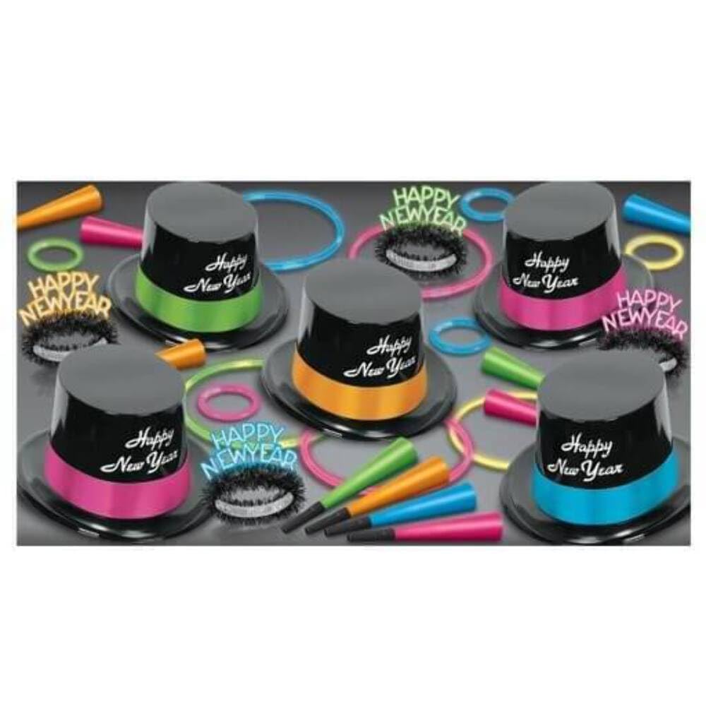 Beistle Neon Glow New Year Party Assortment for 10