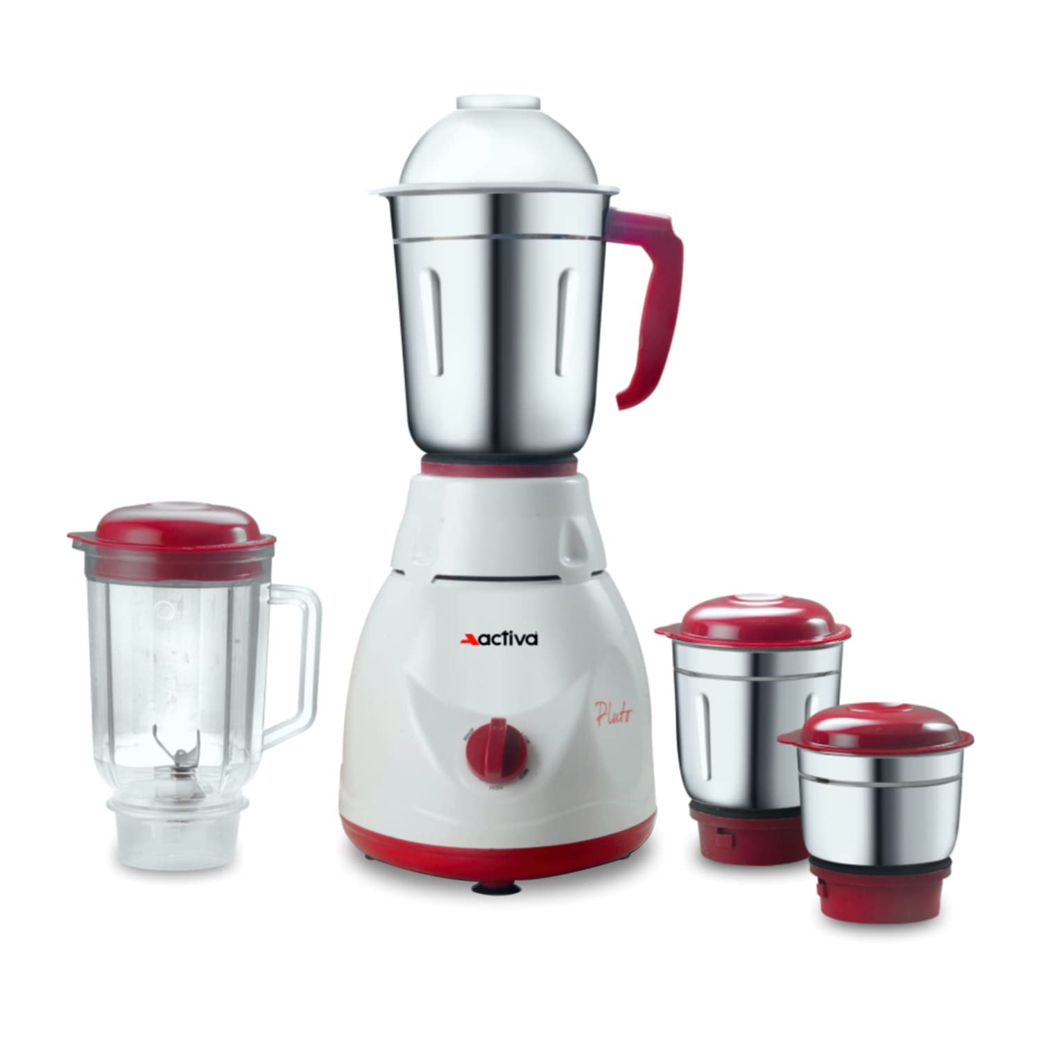 Activa Pluto Pro Plus Mixer Grinder 22 Mm Heavy Duty Motor 650W, 4 Jars (White) 2 Year Warranty