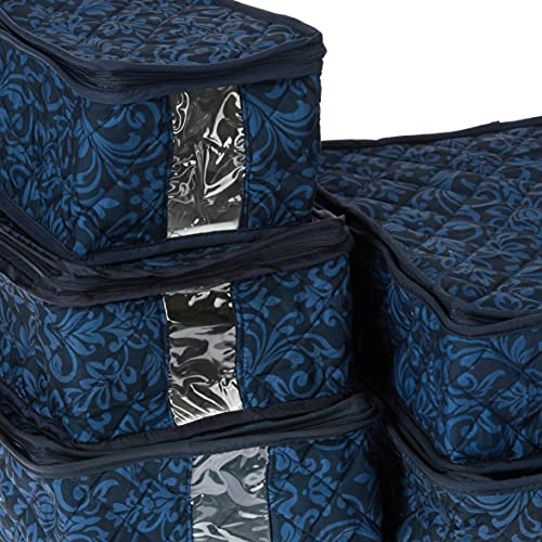 Homewear 8-Piece Hudson Damask China Storage Container Set  Navy