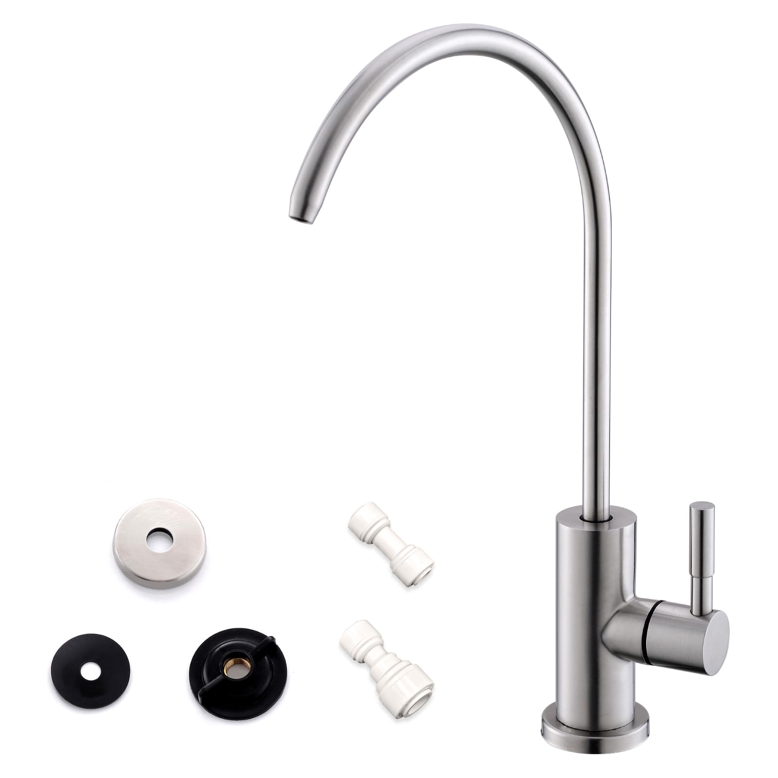 WEWE Kitchen Water Faucet, Stainless Steel, 10.3'' Brushed Nickel, Model A1003-07-07BN, for Reverse Osmosis/Filtration Systems