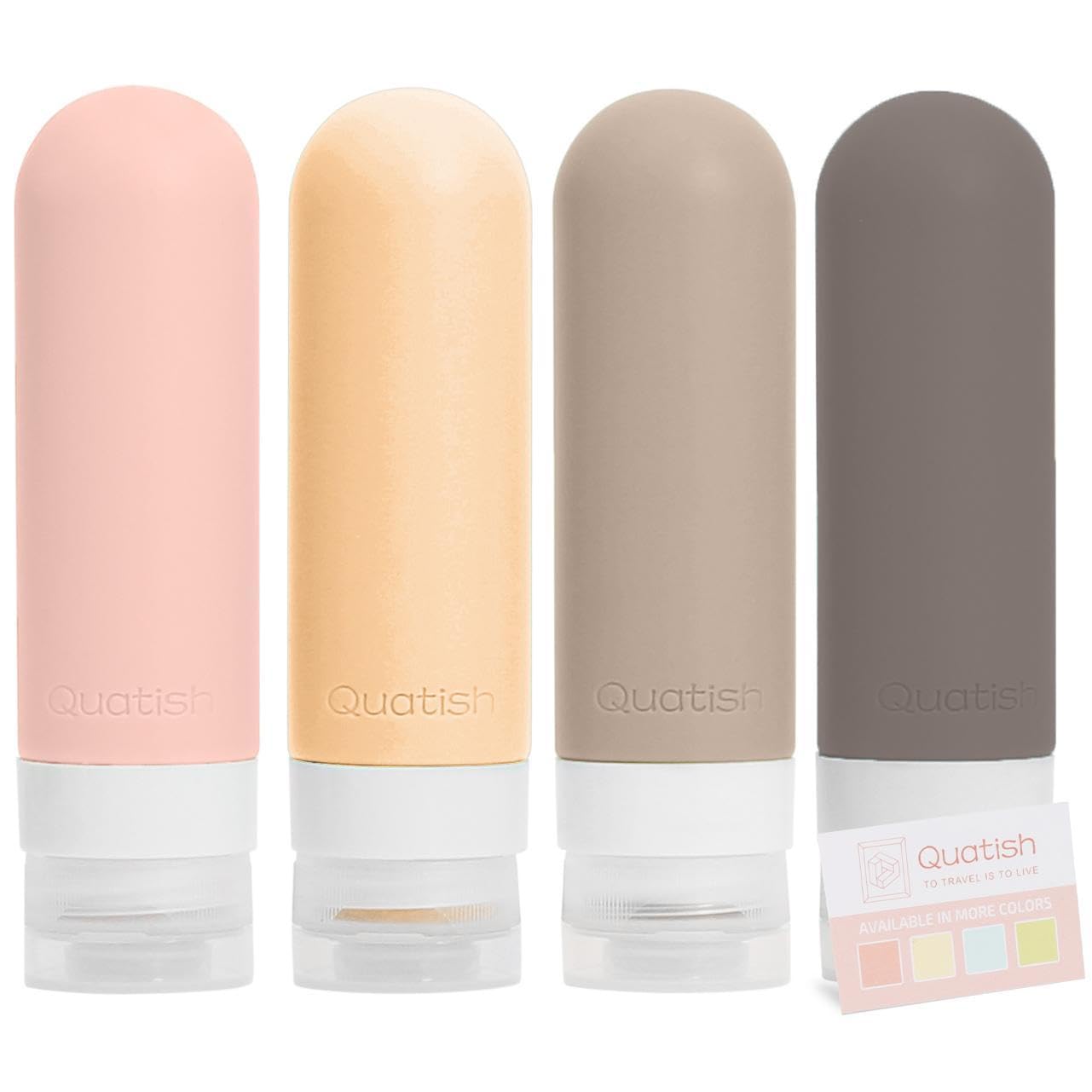 Quatish Travel Bottles For Toiletries?Original Patented?, 3 Oz Tsa Approved Leak Proof Travel Size Containers, Silicone Shampoo