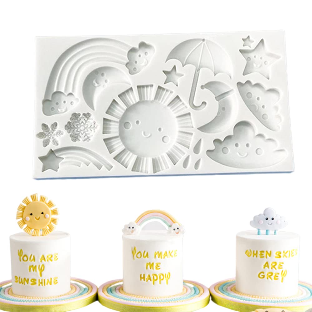 Cestony Cartoon Weather Sun Cloud Rain Rainbow Star Snowflake Modeling Silicone Molds For Diy Cake Fondant Biscuit Cookies Soap