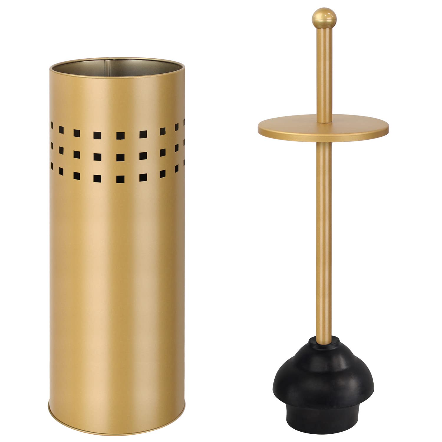 Blue Donuts Toilet Plunger With Holder For Bathroom, Multi Drain Suitable Also For Bathtubs, Quick Dry, Gold