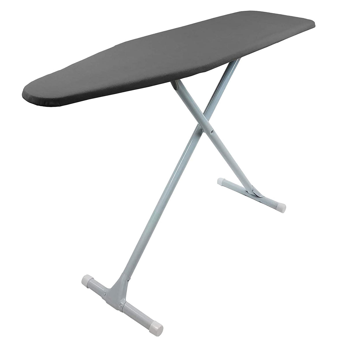 Homz T-Leg Clothes Ironing Board, Compact Foldable Standard Size Adjustable Height With Foam Pad & Cotton Cover, Charcoal Gray
