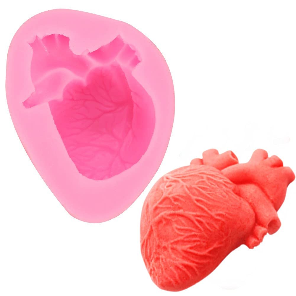 3D Halloween Human Bloody Heart Shaped Ice Cream Mousse Mold Diy Silicone Mould Fondant Pudding Jelly Cake Decor Tool Handmade A