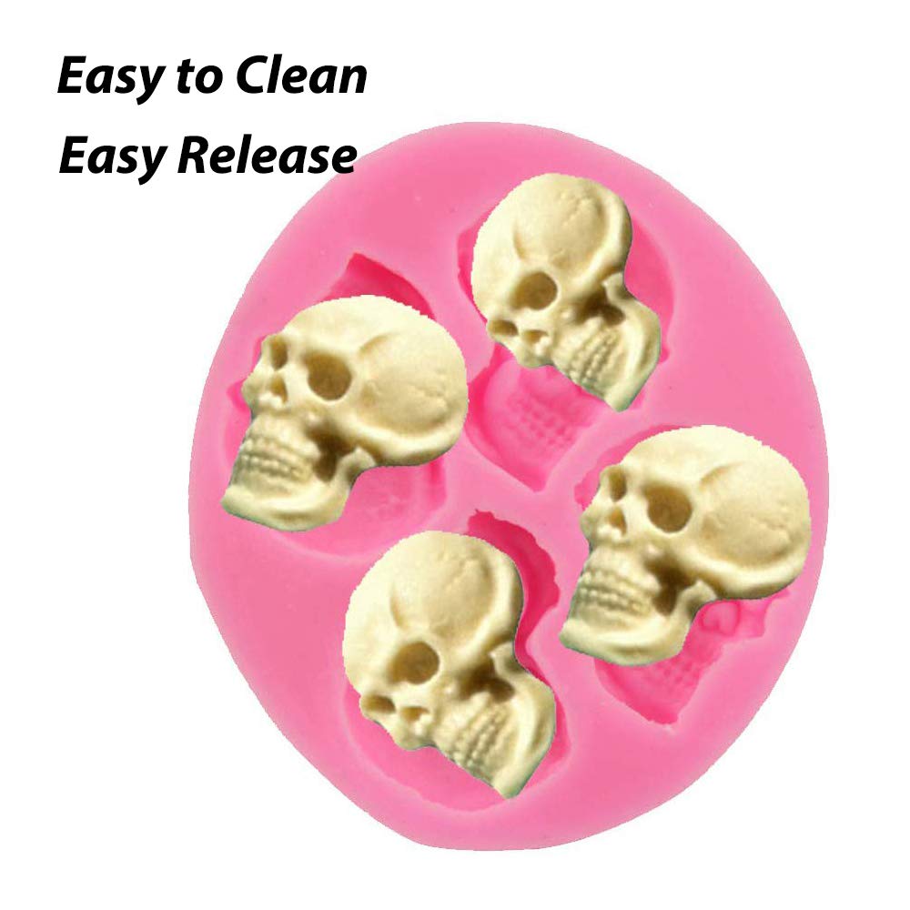 Baola Chocolate Candy Molds, Halloween Skulls Silicone, Fondant Mold For Cake Decoration Wedding Party Supplies Set Of 3