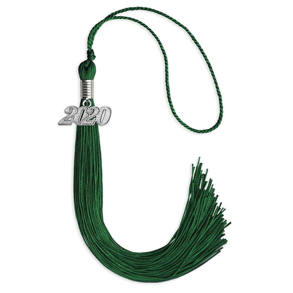 Endea Graduation Single Color Tassel with Silver Date Drop (Green, 2020)