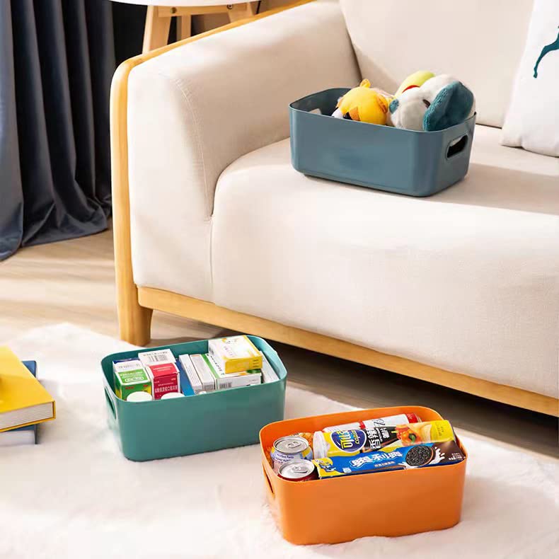 Rchleakry Small Plastic Baskets, Multiple Colour Pantry Organizer Bins Cupboard Box With Handle, Plastic Storage Baskets For Bed