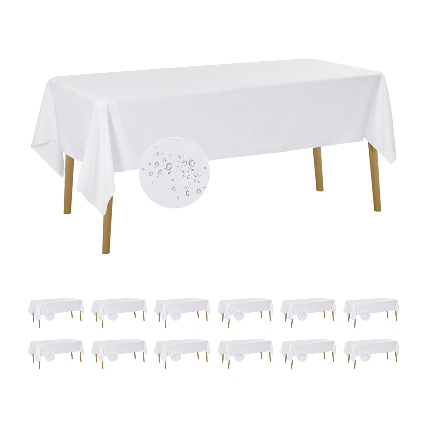 Fokitut 12 Pack Waterproof Rectangle Tablecloth, 60X102 Inch, Stain Resistant And Wrinkle Polyester Table Cloth, Fabric Table Co