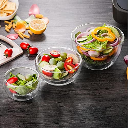 Gracesdawn High Temperature Resistant Double Layer Glass Bowl Borosilicate Heat-Resistant Glass Tableware Transparent Fruit Sala