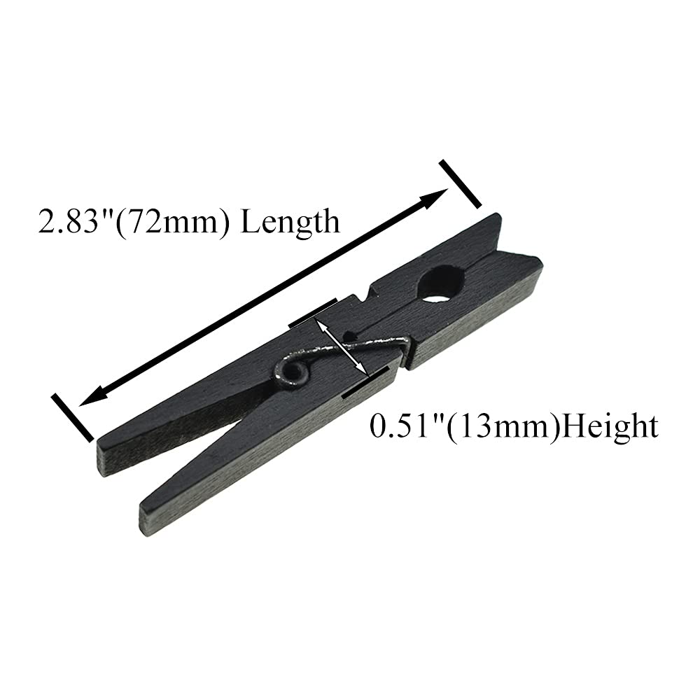 HAHIYO Black Wooden Clothes Pins Clothespins Wide Do NOT Fall Apart 2.87 inches Length 16 Pack Sturdy Strong Springs No Rust No Discoloration for Laundry Bathroom DIY Craft Photos Food Opened Bags